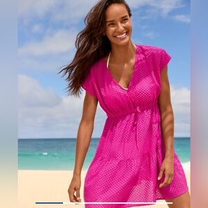 NWT Tommy Bahama Eyelet Cotton V-Neck Beach Cover Up Size Large